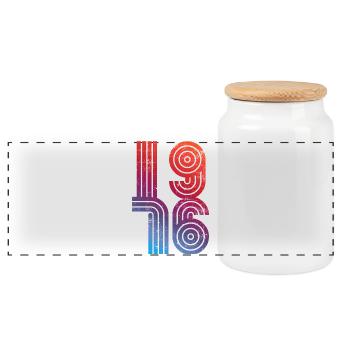 Millésime 1976 - Boîte à biscuits avec couvercle en bois - blanc - Devant