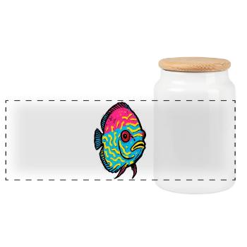 Poisson Discus Pop Art Rose et Jaune Vibrant - Boîte à biscuits avec couvercle en bois - blanc - Devant