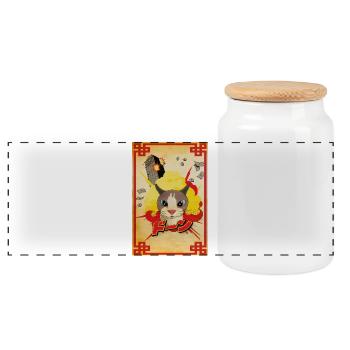 Mr Boom Cat - Boîte à biscuits avec couvercle en bois - blanc - Devant