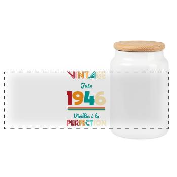 Anniversaire 80 ans - Vintage - Juin 1946 - Boîte à biscuits avec couvercle en bois - blanc - Devant