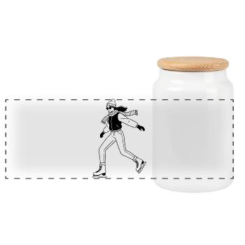 patin - Boîte à biscuits avec couvercle en bois - blanc - Devant