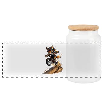 Fox BMX Jump Ramp Stunt - Panoramic Cookie Jar with Wooden Lid - white - Front