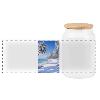 Paysage de plage tropicale hivernale - Boîte à biscuits avec couvercle en bois - blanc - Devant