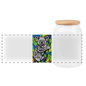 Koala - Panorama Keksdose mit Holzdeckel - Weiß - Vorne