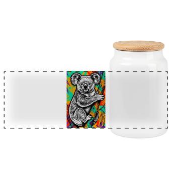 Koala - Panorama Keksdose mit Holzdeckel - Weiß - Vorne