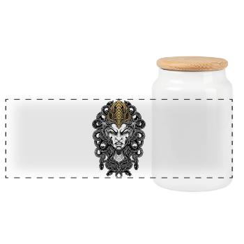 Medusa-Gorgon-Maske Gold und Weiß Mythologisch - Panorama Keksdose mit Holzdeckel - Weiß - Vorne