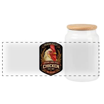 Le Coq, les plus belles poules de ferme - Boîte à biscuits avec couvercle en bois - blanc - Devant