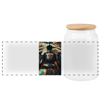 Casque de course Neon Apex en mouvement - Boîte à biscuits avec couvercle en bois - blanc - Devant