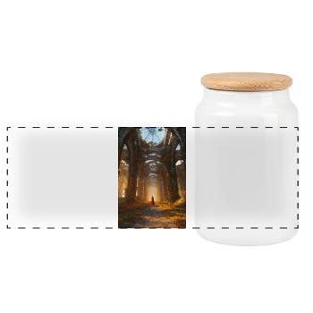 Promenade de la cathédrale des Ruines d’Automne - Boîte à biscuits avec couvercle en bois - blanc - Devant