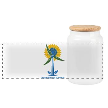 Sunflower Power of nature - Panoramic Cookie Jar with Wooden Lid - white - Front