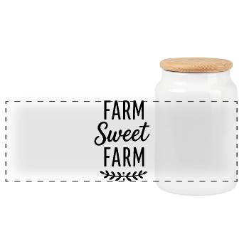 Cute Farmer Farm Saying Farm - Panoramic Cookie Jar with Wooden Lid - white - Front