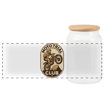 Moto Trial Club Vintage Logo - Boîte à biscuits avec couvercle en bois - blanc - Devant