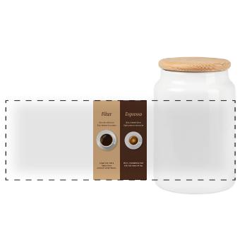 Comparaison entre le café filtre et l’affiche d’espresso - Boîte à biscuits avec couvercle en bois - blanc - Devant