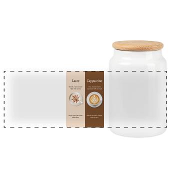 Latte vs Cappuccino Coffee Poster - Panoramic Cookie Jar with Wooden Lid - white - Front