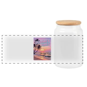 Sommervibes Retro Sunset Beach - Panorama Keksdose mit Holzdeckel - Weiß - Vorne