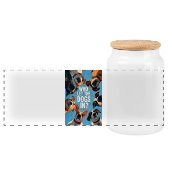 Qui a laissé entrer les chiens ? - Boîte à biscuits avec couvercle en bois - blanc - Devant