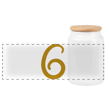 6 - Panoramic Cookie Jar with Wooden Lid - white - Front