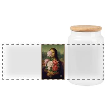 Mona Bouquet Floral - Panorama Keksdose mit Holzdeckel - Weiß - Vorne