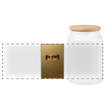 Mona Lisa Goldenes Ticket - Panorama Keksdose mit Holzdeckel - Weiß - Vorne