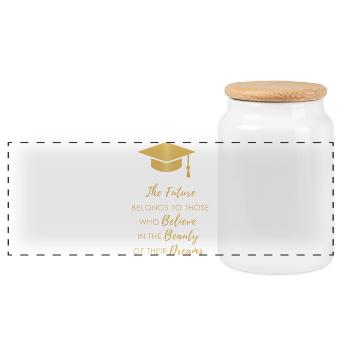The future belongs to the dreamers - Panoramic Cookie Jar with Wooden Lid - white - Front