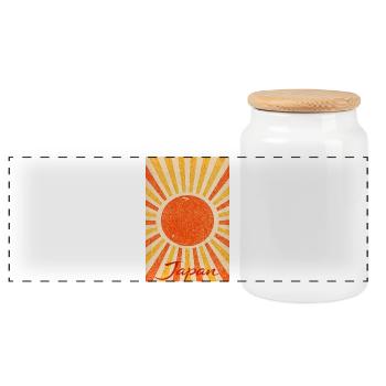 Vintage Japan Sun - Panorama Keksdose mit Holzdeckel - Weiß - Vorne