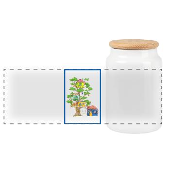 Treehouse for dreaming hand-drawn - Panoramic Cookie Jar with Wooden Lid - white - Front