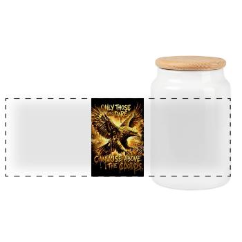 Eagle Poster Motivation Saying Mural - Panoramic Cookie Jar with Wooden Lid - white - Front