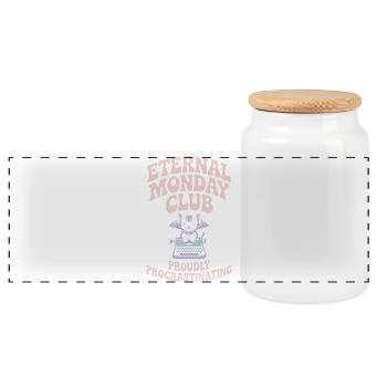 Eternal Monday Club Procrastinating - Panoramic Cookie Jar with Wooden Lid - white - Front