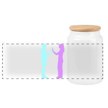 People Group Silhouette Friends Team Together - Panoramic Cookie Jar with Wooden Lid - white - Front