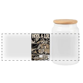 HODL LOL Crypto Meme Comic - Panoramic Cookie Jar with Wooden Lid - white - Front