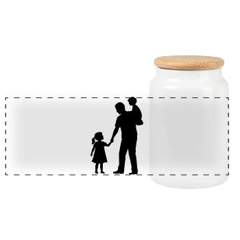 Vater Kind Silhouette Spazieren Familie Papa Liebe - Panorama Keksdose mit Holzdeckel - Weiß - Vorne