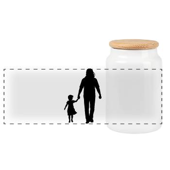 Vater Kind Silhouette Spazieren Familie Papa Liebe - Panorama Keksdose mit Holzdeckel - Weiß - Vorne