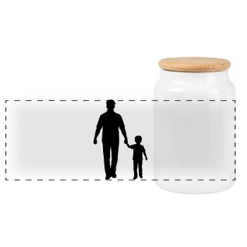 Father Child Silhouette Walking Family Dad Love - Panoramic Cookie Jar with Wooden Lid - white - Front