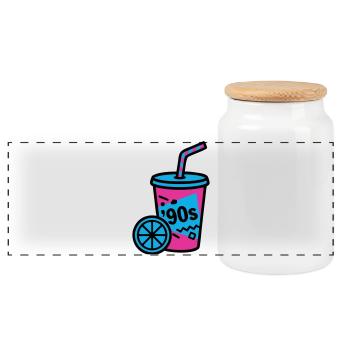 90s Retro Becher Slush Sommer - Panorama Keksdose mit Holzdeckel - Weiß - Vorne
