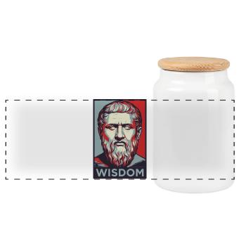 Portrait de Sagesse Pop Art - Boîte à biscuits avec couvercle en bois - blanc - Devant