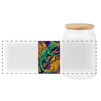Gecko - Panoramic Cookie Jar with Wooden Lid - white - Front