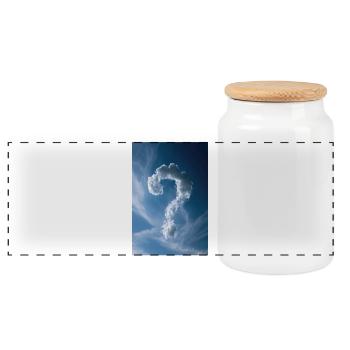 Cloud Question Mark Sky - Panoramic Cookie Jar with Wooden Lid - white - Front