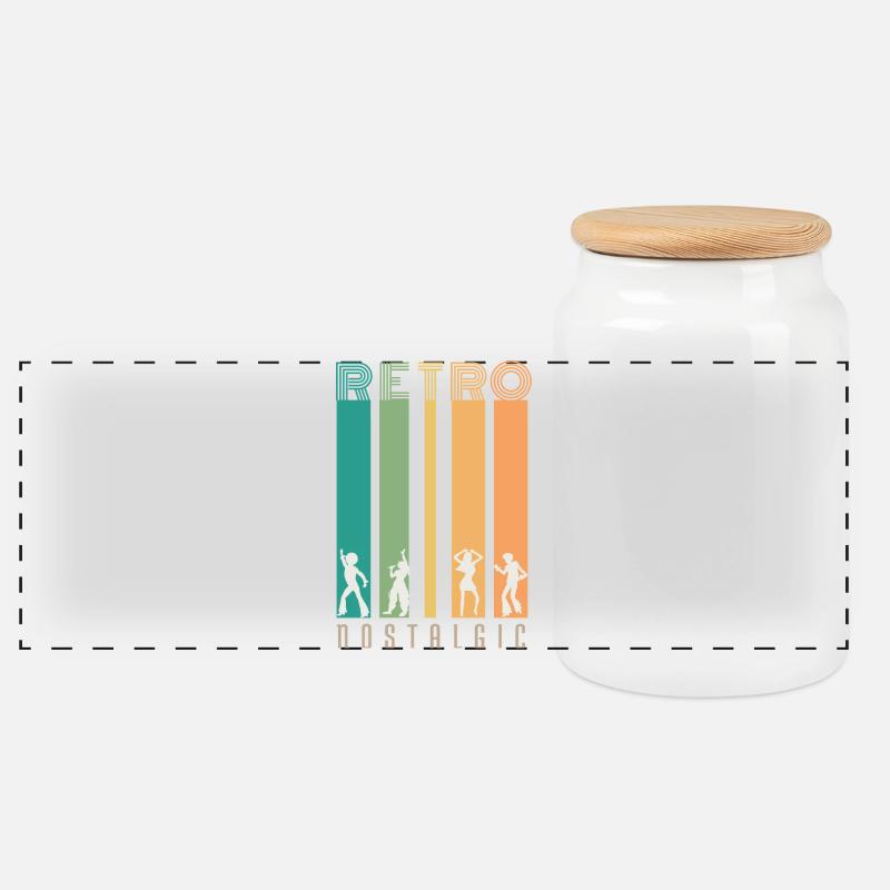 Retro-Bars und Silhouetten – Nostalgie - Panorama Keksdose mit Holzdeckel - Weiß