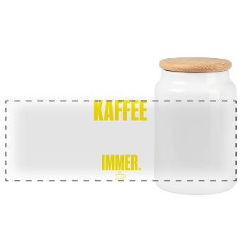 Kaffee vor Menschen Immer - Panorama Keksdose mit Holzdeckel - Weiß - Vorne