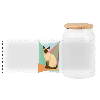 Élégant chat siamois dans un style géométrique - Boîte à biscuits avec couvercle en bois - blanc - Devant
