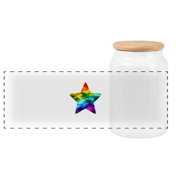 Étoile mosaïque arc-en-ciel - Boîte à biscuits avec couvercle en bois - blanc - Devant