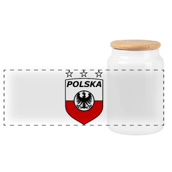 Polnisches Adlerwappen Schild - Panorama Keksdose mit Holzdeckel - Weiß - Vorne