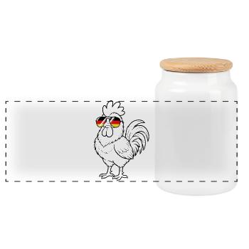 German flag rooster German Germany chickens - Panoramic Cookie Jar with Wooden Lid - white - Front