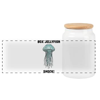 Meduse Boite Box Jellyfish Shock Ocean - Panoramic Cookie Jar with Wooden Lid - white - Front