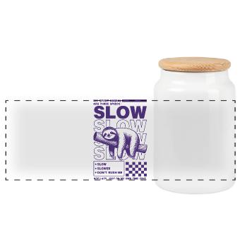 Slow Sloth Spirit Animal Design - Panorama Keksdose mit Holzdeckel - Weiß - Vorne