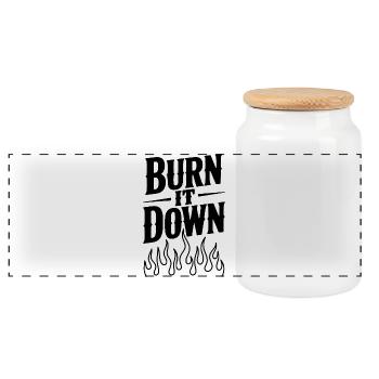 Burn it Down - Panoramic Cookie Jar with Wooden Lid - white - Front