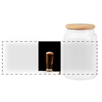 Lumière de soirée en verre de bière - Boîte à biscuits avec couvercle en bois - blanc - Devant