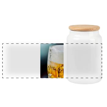 Motif de verre à bière doré clair - Boîte à biscuits avec couvercle en bois - blanc - Devant