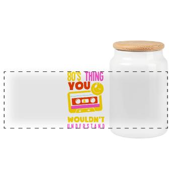 Retro Back to the 80s Vintage Design - Panorama Keksdose mit Holzdeckel - Weiß - Vorne