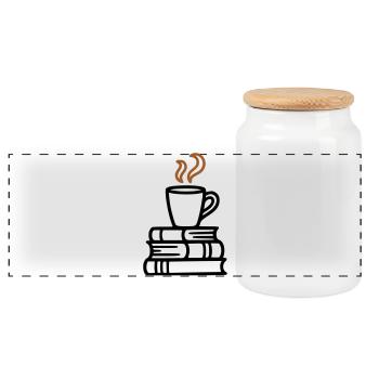 Bücher Kaffeetasse Lesen Buchclub Leseratte - Panorama Keksdose mit Holzdeckel - Weiß - Vorne